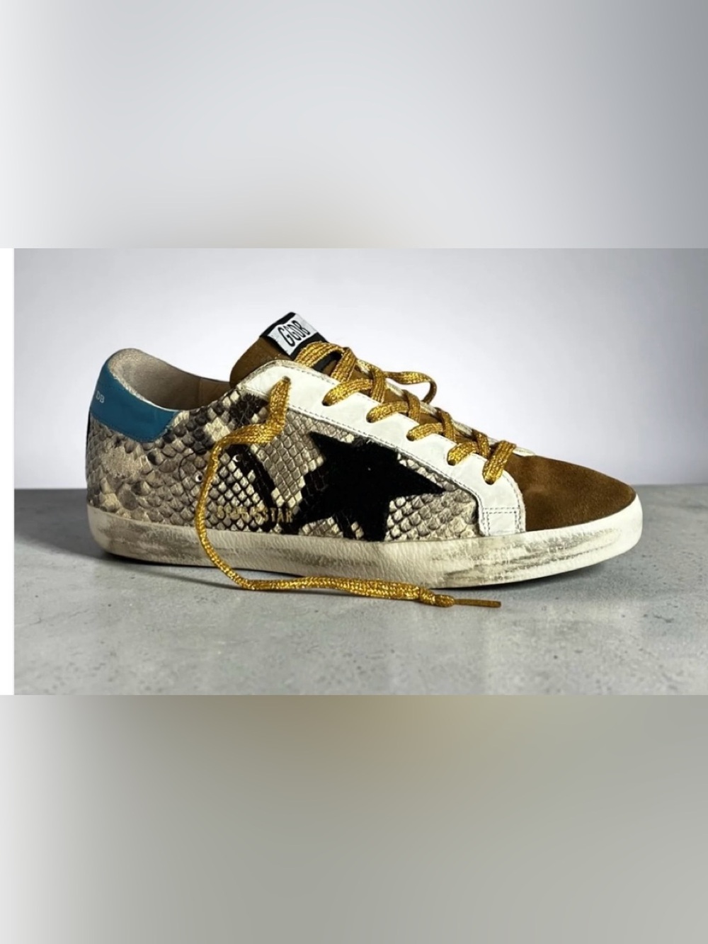 GOLDEN GOOSE Super-Star Snake + Suede Sneakers Tagged Sz. 6 - Fit like Sz. 5